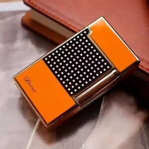 Derui Windproof Gas Inflated Lighter Jet PING Bright Sound Torch Lighter Compact